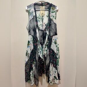 Vintage Concept Floral Patchwork Vest Boho Cottagecore Grannycore Botanical